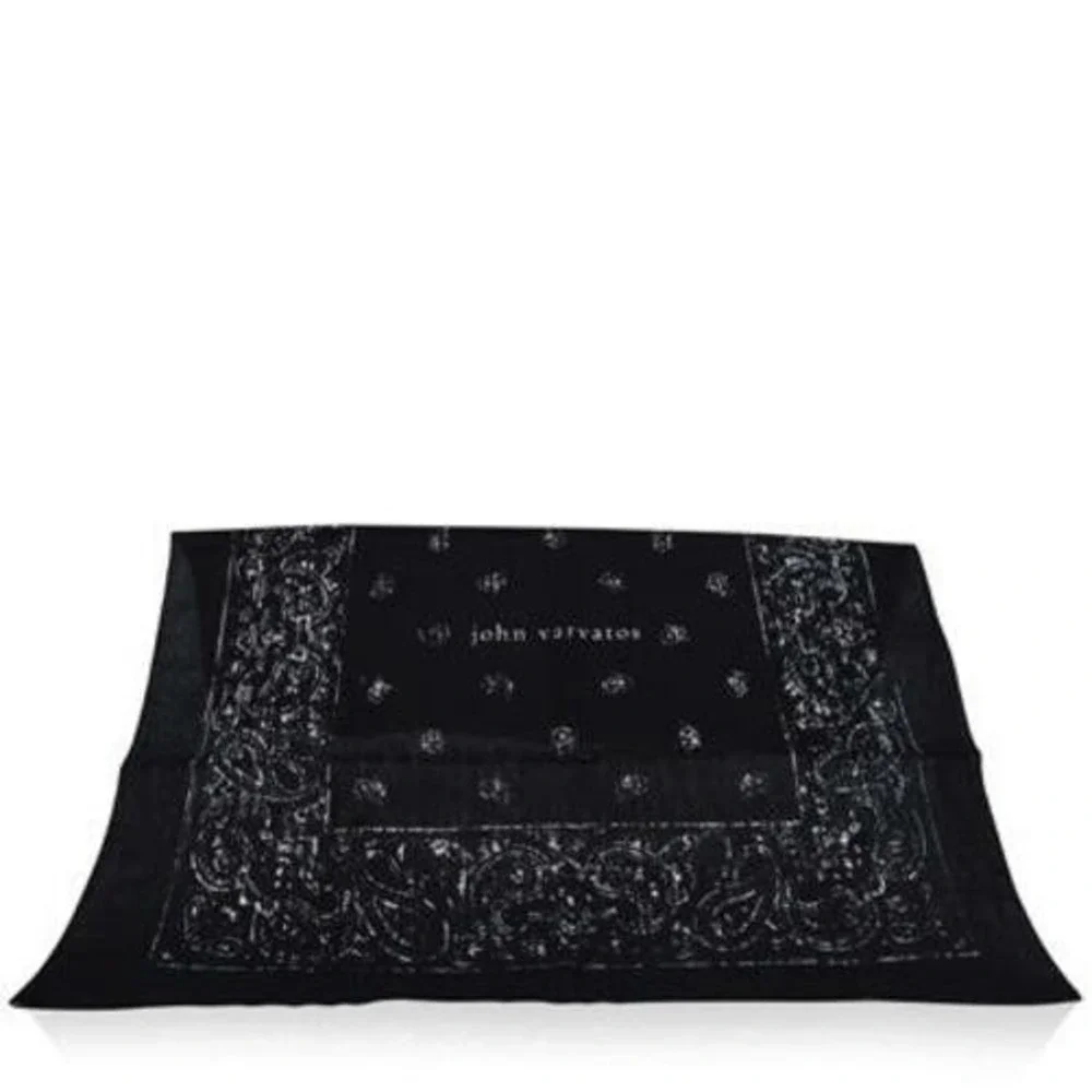 John Varvatos Black Paisley Pattern Bandana  Scarf 20